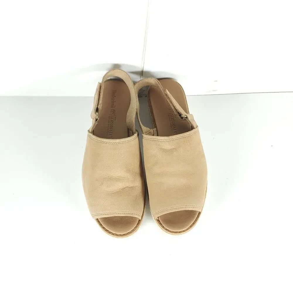 Timberland Emerson Point Women's US6 Tan Leather Wedge Slingback Sandals - Picture 4 of 16